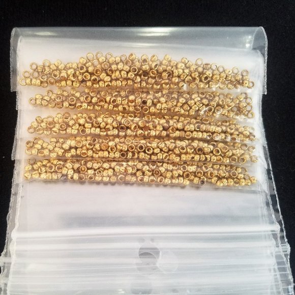 400 Brass CRIMP BEADS 2 x 2 mm 1.5 mm hole NEW bundle lot set - Picture 3 of 7